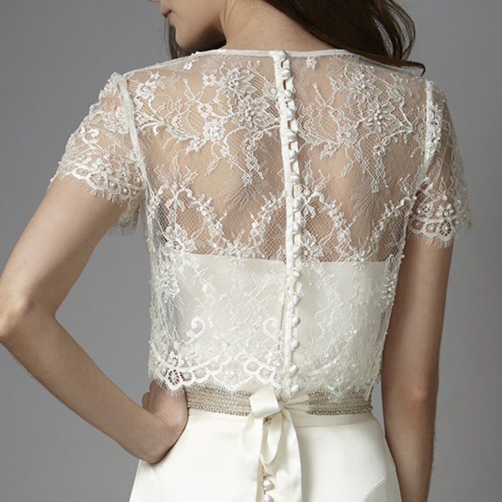 Elegant Lace Sequin Beaded Bridal Topper